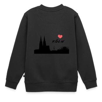 Ich liebe Köln - Silhouette Kölner Dom - Heimat - Kinder Premium Organic Sweatshirt - Schwarz - Hinten - AI Model Kid Female (0cm)