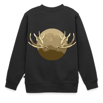 Hörner - Kinder Premium Organic Sweatshirt - Schwarz - Hinten - AI Model Kid Female (0cm)