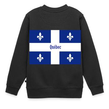 Québec - Sweat Premium enfant bio - noir - Dos - AI Model Kid Female (0cm)