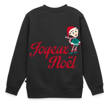 joyeux noël lutin - Sweat Premium enfant bio - noir - Dos - AI Model Kid Female (0cm)