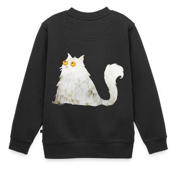 mollige Katze - Kinder Premium Organic Sweatshirt - Schwarz - Hinten - AI Model Kid Female (0cm)