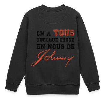 Objet johnny hallyday - Quelque chose de Johnny - Sweat Premium enfant bio - noir - Dos - AI Model Kid Female (0cm)
