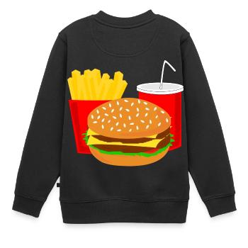 Menu Burger Fast Food Cola idée cadeau - Sweat Premium enfant bio - noir - Dos - AI Model Kid Female (0cm)