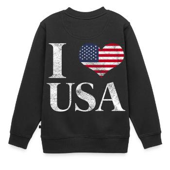 Geschenk USA Flagge amerikanische Fahne Amerika - Kinder Premium Organic Sweatshirt - Schwarz - Hinten - AI Model Kid Female (0cm)