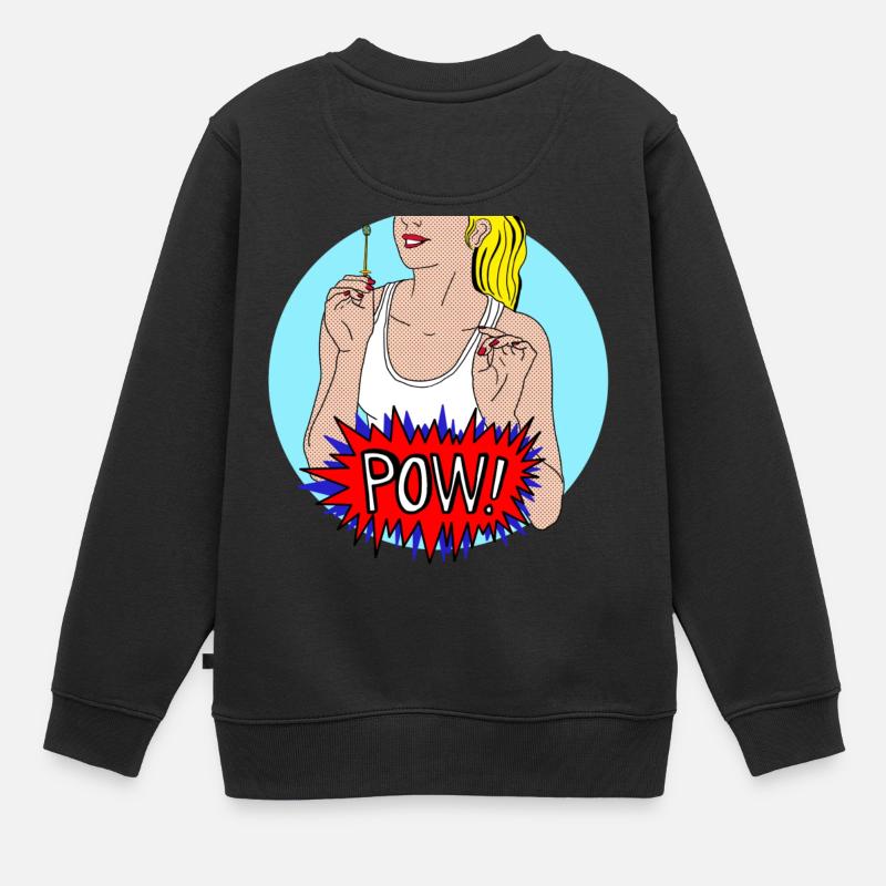 Pow! - Kinder Premium Organic Sweatshirt - Schwarz