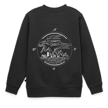 Himmelsrichtung Geschenk Südtirol Bergsport Kompas - Kinder Premium Organic Sweatshirt - Schwarz - Hinten - AI Model Kid Female (0cm)
