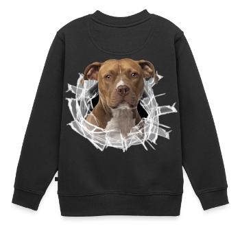 American Staffordshire Terrier *Glas-Loch* - Kinder Premium Organic Sweatshirt - Schwarz - Hinten - AI Model Kid Female (0cm)