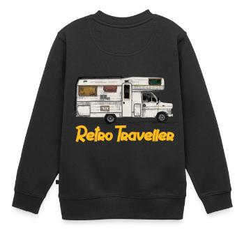 Retro Traveller - Sweat Premium enfant bio - noir - Dos - AI Model Kid Female (0cm)
