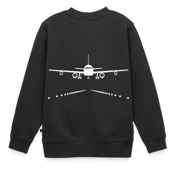 Flieger Flugzeug Landebahn Geschenk fliegen - Kinder Premium Organic Sweatshirt - Schwarz - Hinten - AI Model Kid Female (0cm)