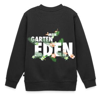 Flamingo Garten Eden Paradise - Kinder Premium Organic Sweatshirt - Schwarz - Hinten - AI Model Kid Female (0cm)