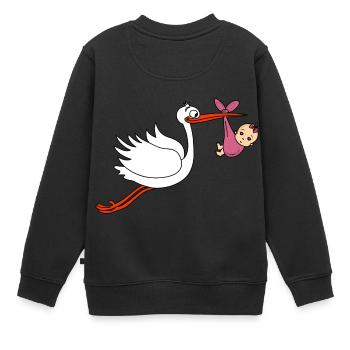 Storch Mädchen Junge Babies Schwanger - Kinder Premium Organic Sweatshirt - Schwarz - Hinten - AI Model Kid Female (0cm)