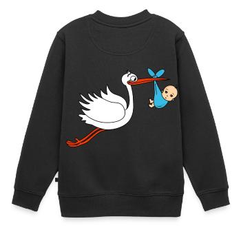 Storch Baby Junge Babies Schwanger - Kinder Premium Organic Sweatshirt - Schwarz - Hinten - AI Model Kid Female (0cm)