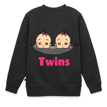 Twins Zwillinge Babys Mädchen Schwangerschaft - Kinder Premium Organic Sweatshirt - Schwarz - Hinten - AI Model Kid Female (0cm)