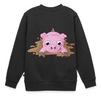 Éclaboussures, dessin animé, cochon - Sweat Premium enfant bio - noir - Dos - AI Model Kid Female (0cm)