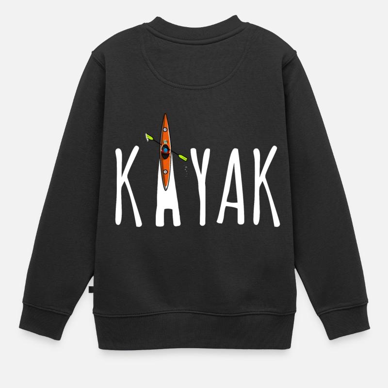 KAYAK - Bandes dessinées - Paddle Watersports - Sweat Premium enfant bio - noir