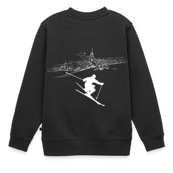 Skieur paysage d'hiver - Sweat Premium enfant bio - noir - Dos - AI Model Kid Female (0cm)