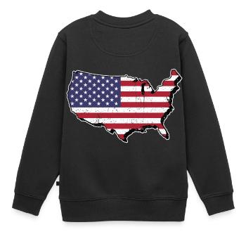 America Karte mit Flagge - Kinder Premium Organic Sweatshirt - Schwarz - Hinten - AI Model Kid Female (0cm)