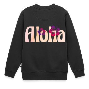 Aloha - Kinder Premium Organic Sweatshirt - Schwarz - Hinten - AI Model Kid Female (0cm)