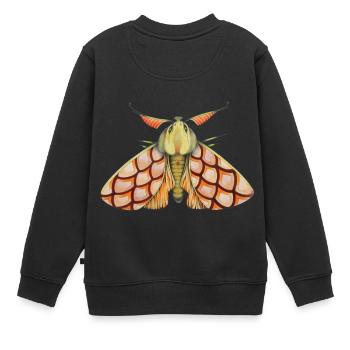 rose Papillon de nuit - Sweat Premium enfant bio - noir - Dos - AI Model Kid Female (0cm)