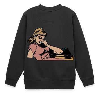 Femme sur le téléphone - Sweat Premium enfant bio - noir - Dos - AI Model Kid Female (0cm)