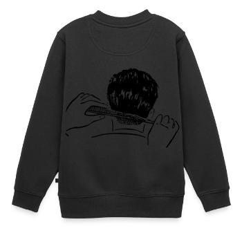 coiffeur de coiffeur de coiffeur de coiffeur salon de coiffure divulgue b - Sweat Premium enfant bio - noir - Dos - AI Model Kid Female (0cm)