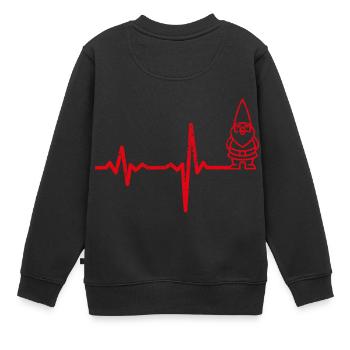 Geschenk Heartbeat Gartenzwerg - Kinder Premium Organic Sweatshirt - Schwarz - Hinten - AI Model Kid Female (0cm)