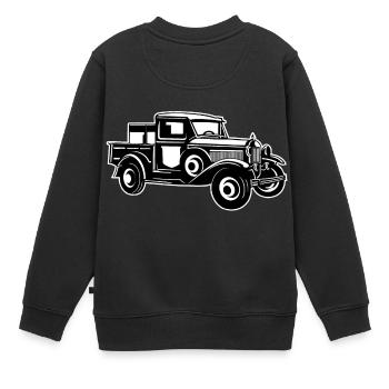 Pickup Oldtimer Truck 01_schwarz weiß - Kinder Premium Organic Sweatshirt - Schwarz - Hinten - AI Model Kid Female (0cm)