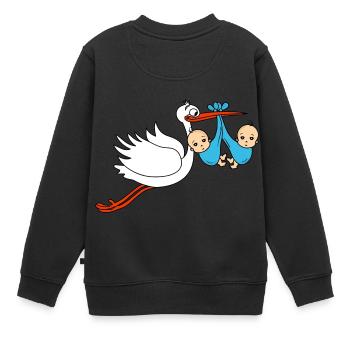 Storch Baby Zwillinge Babies Jungen2 - Kinder Premium Organic Sweatshirt - Schwarz - Hinten - AI Model Kid Female (0cm)