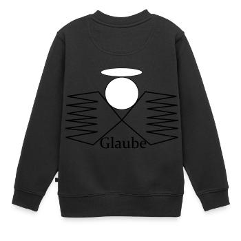 Glaube - Kinder Premium Organic Sweatshirt - Schwarz - Hinten - AI Model Kid Female (0cm)