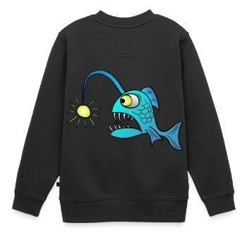 Laternenfisch Anglerfisch - Kinder Premium Organic Sweatshirt - Schwarz - Hinten - AI Model Kid Female (0cm)