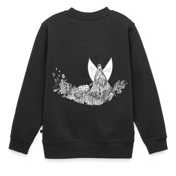 Flora - Kinder Premium Organic Sweatshirt - Schwarz - Hinten - AI Model Kid Female (0cm)