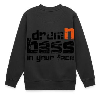 Drum'n'Bass Music Techno Bass Geschenk Idee - Kinder Premium Organic Sweatshirt - Schwarz - Hinten - AI Model Kid Female (0cm)