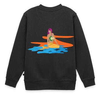 Meerjungfrau als Nixe und Tochter von Neptun - Kinder Premium Organic Sweatshirt - Schwarz - Hinten - AI Model Kid Female (0cm)