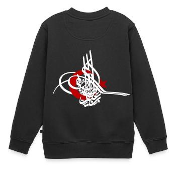 Tughra - Kinder Premium Organic Sweatshirt - Schwarz - Hinten - AI Model Kid Female (0cm)