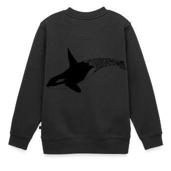 Baleine et plastique - Sweat Premium enfant bio - noir - Dos - AI Model Kid Female (0cm)