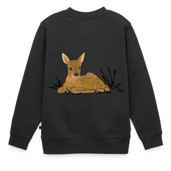 Rehkitz, Wald - Kinder Premium Organic Sweatshirt - Schwarz - Hinten - AI Model Kid Female (0cm)