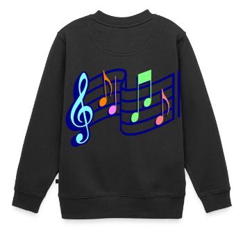 Musik Noten - Kinder Premium Organic Sweatshirt - Schwarz - Hinten - AI Model Kid Female (0cm)