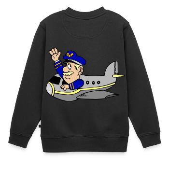 airplane aeroplane flugzeig heissluftballon air ba - Kinder Premium Organic Sweatshirt - Schwarz - Hinten - AI Model Kid Female (0cm)