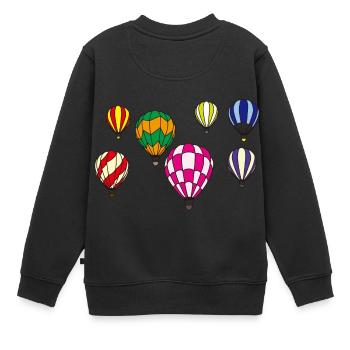 airplane aeroplane flugzeig heissluftballon air ba - Kinder Premium Organic Sweatshirt - Schwarz - Hinten - AI Model Kid Female (0cm)