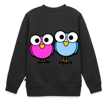 Oiseaux Glubschaugen Cartoon doux - Sweat Premium enfant bio - noir - Dos - AI Model Kid Female (0cm)