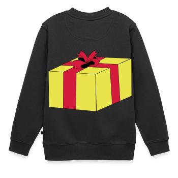 Emballage cadeau surprise, boucle de paquets - Sweat Premium enfant bio - noir - Dos - AI Model Kid Female (0cm)