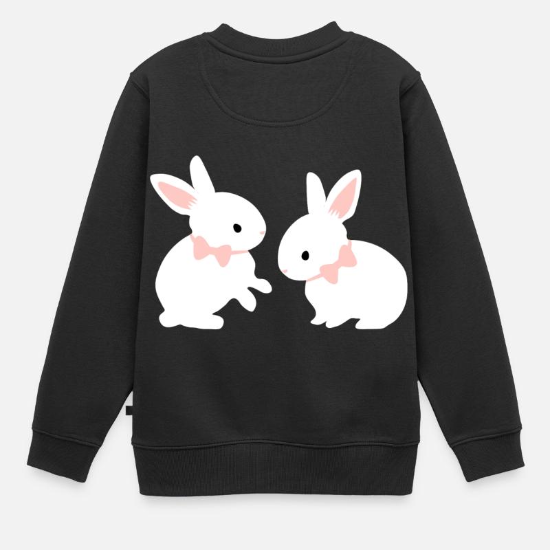 Blanc Twins lapin - lapin bébé oreille rose - Sweat Premium enfant bio - noir