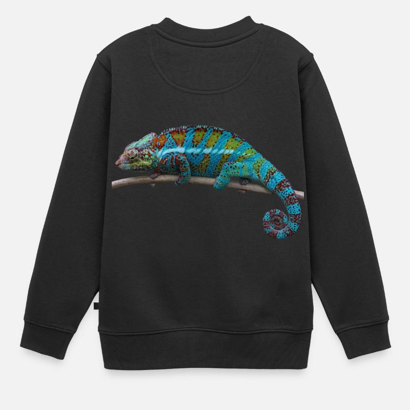 Caméléon - Bleu - Sweat Premium enfant bio - noir