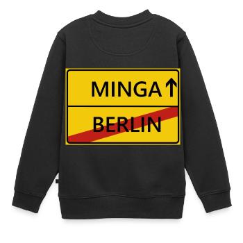 Minga München Ortsschild Geschenk Geschenkidee - Kinder Premium Organic Sweatshirt - Schwarz - Hinten - AI Model Kid Female (0cm)