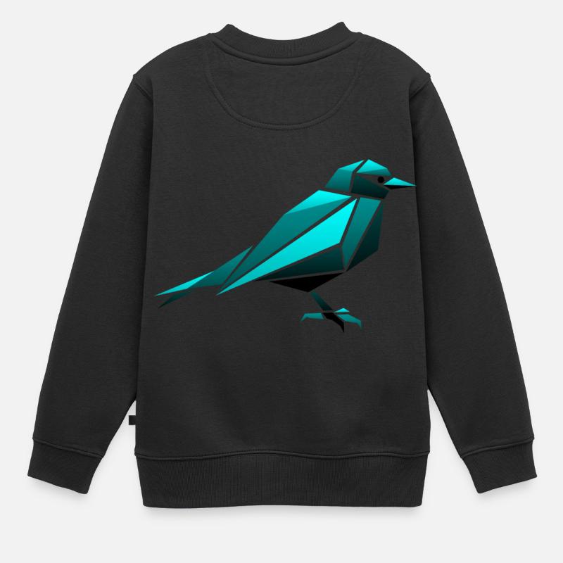 Spatz Vogel Origami Polygon - Kinder Premium Organic Sweatshirt - Schwarz