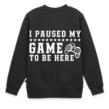 Spel om hier te zijn - Kinder Premium sweater biologisch - zwart - Achter - AI Model Kid Female (0cm)