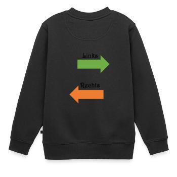 Links und Rechts - Kinder Premium Organic Sweatshirt - Schwarz - Hinten - AI Model Kid Female (0cm)