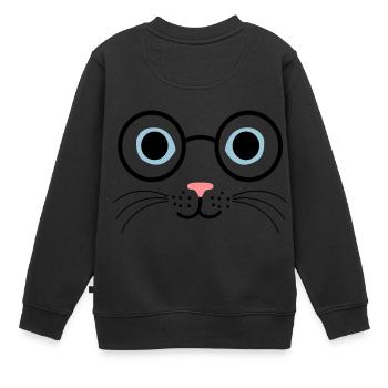 chat lunettes - Sweat Premium enfant bio - noir - Dos - AI Model Kid Female (0cm)