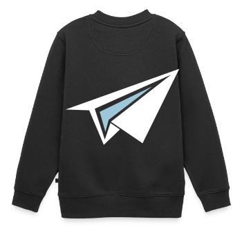 Papierflieger Flugzeug - Kinder Premium Organic Sweatshirt - Schwarz - Hinten - AI Model Kid Female (0cm)