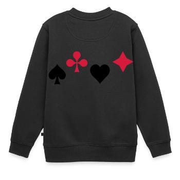 Pik Ass Herz Poker Blackjack Symbol Karten Kasino - Kinder Premium Organic Sweatshirt - Schwarz - Hinten - AI Model Kid Female (0cm)